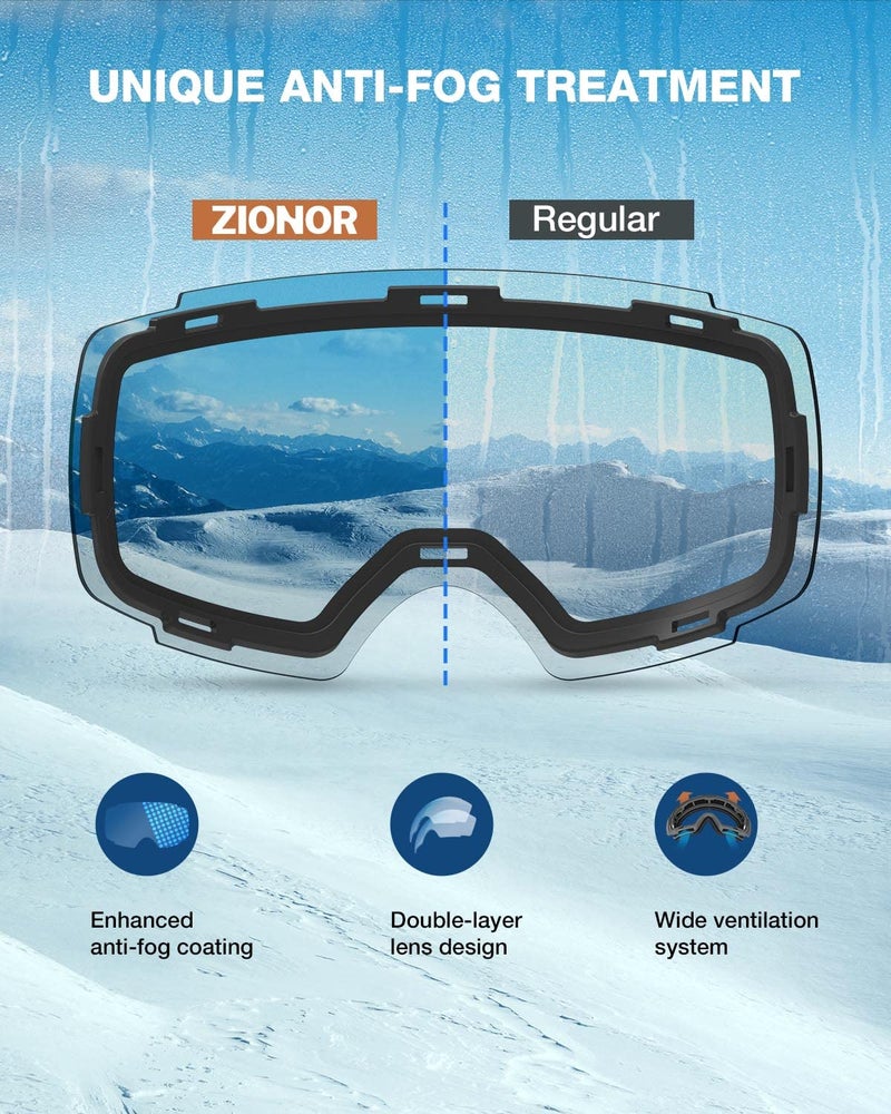 ZIONOR X4 Ski Goggles Magnetic Lens - Snowboard Goggles for Men Women Adult - Snow Goggles Anti-fog UV Protection - Image 5